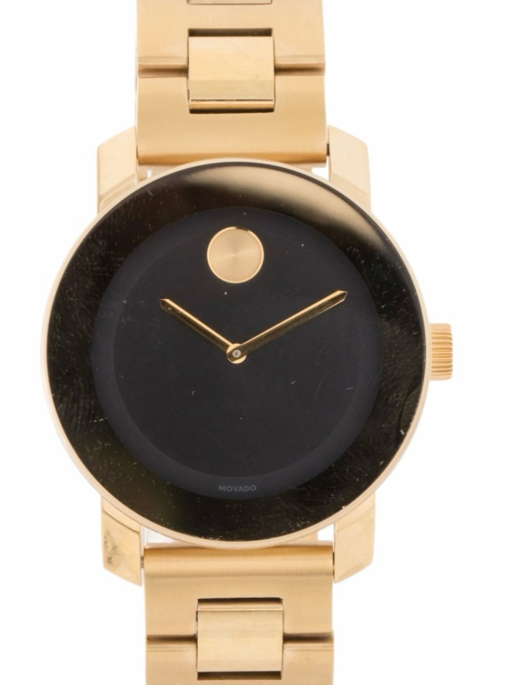 Movado Gold and Black Stainless Steel Bracelet Watch